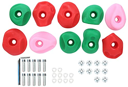 POENVFPO 10 Stück Klettergriffe, Mehrfarbiges Kletterfelsen-Set für den Außenbereich, Große Felswandgriffe für Kinder (Kleine Größe, 10 Stück)