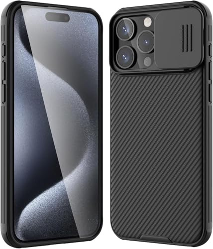 Colala Custodia per iPhone 16 Pro Max Cover - Copertura della Fotocamera Scorrevole, Materiale PC + TPU di Alta Qualità, Antiscivolo, Antiurto, Antigraffio - Nero