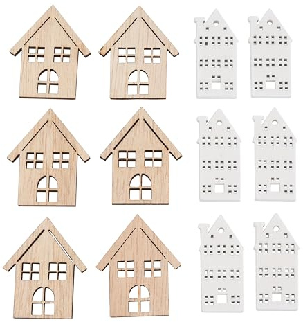 VBS Streuteile Häuser, 3-3,5 cm, 12 Stück, ideal für Dekoration, Bastelprojekte, Tischdeko, DIY Herbstdekorationen