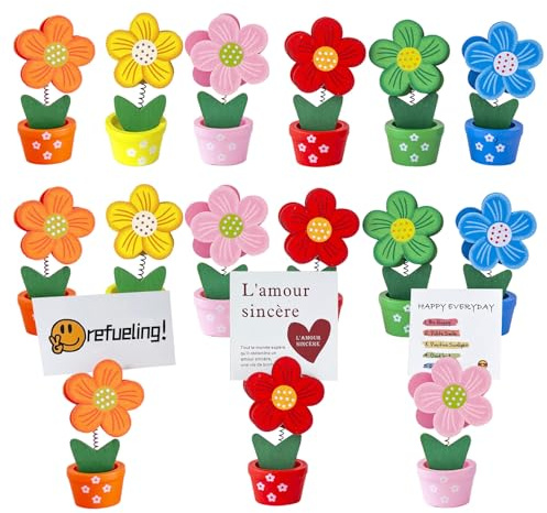 Yiyifor 12 Stück Tischkarte Inhaber,Tischkartenhalter Holzkartenhalter Kreativer Blume Memo Kartenhalter Halter für Zuhause Home Office Dekoration (Flower)