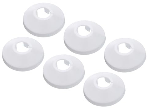 PATIKIL 6pcs Cache Tuyau Radiateur Manchons de Tuyaux d'Eau Blanc | en Plastique PP pour 0,63/16mm, Décoration Écussons Coffrage Rosace, pour Tuyau Chauffage Plomberie Chaudière Poêle Mural