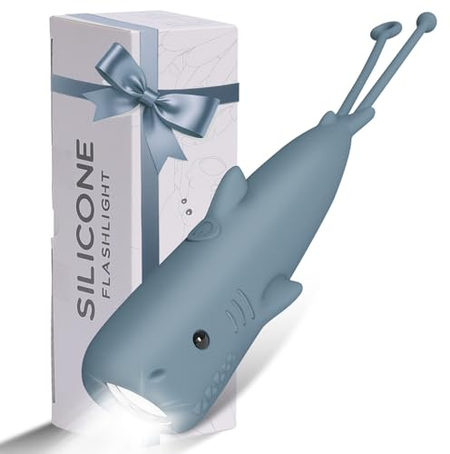 LOVERUIS Rechargeable Lampe De Poche Enfant Requin Silicone Lampe Torche Enfant Camping Cadeau Garçon Shark Flashlight