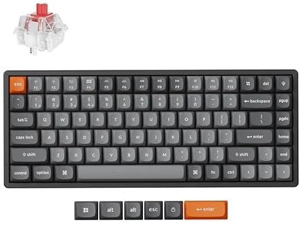 Keychron K2 MAX Custom Wireless Mechanische Tastatur 2.4 GHz/Bluetooth/USB-C, RGB, Aluminiumrahmen, QMK/VIA Programmierbare Makros, PBT Keycaps, für Mac Windows, Super Red Switch
