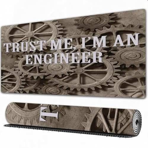 FEHWI Tappetino per mouse da gioco,grande,antiscivolo,impermeabile,con bordi cuciti,Industriale Fidati di me, sono un ingegnere Novità Design divertente Citazione div,per gaming,ufficio,casa,80×30 cm