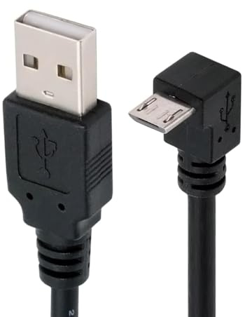 JSER Câble de Charge de données coudé à 90 degrés Micro USB 2.0 Type 5 Broches vers USB 2.0 Type-A 480 Mbps Données pour téléphone Tablette Ordinateur Appareil Photo (10 cm)