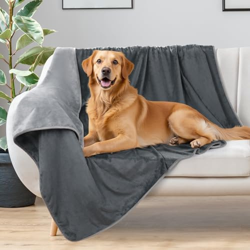 PICK FOR LIFE wasserdichte Decke Liebesdecke Wendbare Flanell Hundedecke Outdoor Decke Reisedecke für Bett Sofa Autositz (Grau, 102x152cm)
