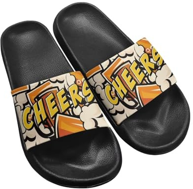 Ocwfudsx Slides for Men, Lightweight Shower Shoes, Beer Quick Drying Open Toe Slides Sandals Wear Resistant for Indoor & Outdoor