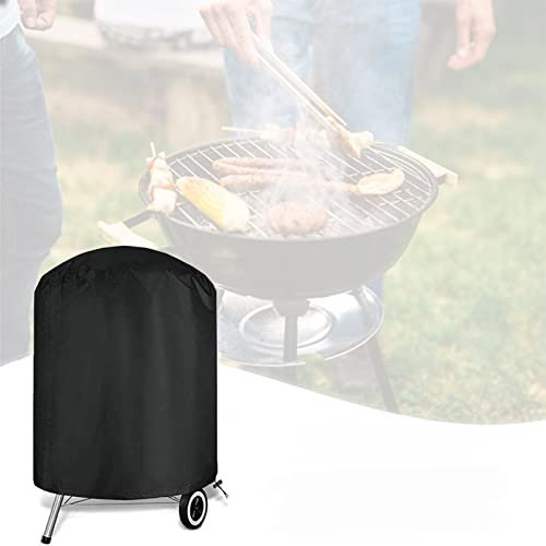 Heavy Duty Waterproof BBQ Cover for Kettle BBQ Windproof Rip Proof with Drawstring Cord Gas Grill Cover for Round Barbecue Customizable Black 190x90cm