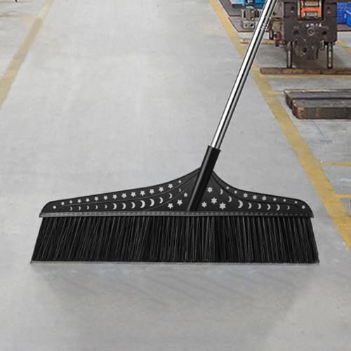 Escoba negra, escoba comercial extragrande con cerdas duras, escoba para exteriores para tareas de limpieza difíciles en áreas al aire libre(Black,70cm)