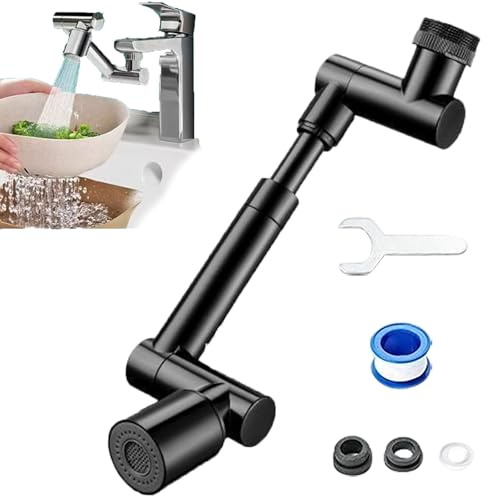 Attacco per rubinetto rotante, adattatore per rubinetto robotico 2025, rubinetto rotante con 2 modalità di spruzzatura, universale, girevole, per rubinetto da cucina, prolunga per lavello, colore nero