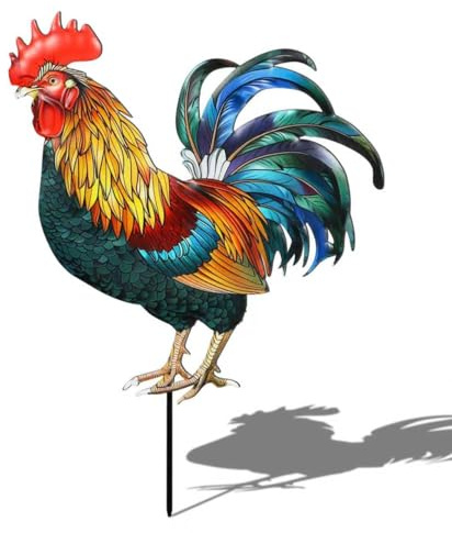Pawatee Decorative Garden Stakes with Roosters Design,Ideal for Chicken Lovers for Yard Art, Outside, Patio, Outdoor Decor, Garden Decorations, Lawn Ornaments