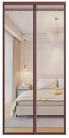 Magnetischer Fliegengitter-Türvorhang, Schiebetüren, Moskitonetz, robust, für Frech-Türen/Eingangstüren, Terrassentür, 125 x 265 cm (Breite x Hauteur), massiver Kaffee