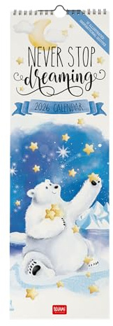 Legami - Calendrier Mural 2026, Aphorisms, Good Vibes Only, Petit Calendrier Mural, 12 Mois et Planificateur D'année, En 6 Langues, Espace pour Notes, du Zodiaque, Fériés Internationaux, 16 X 49 Cm