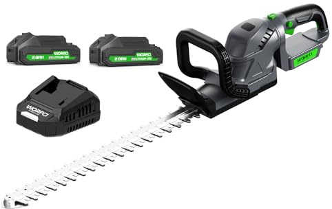 20-Inch Cordless Hedge Trimmer, Electric Handheld Bush Trimmer, 180° Rotatable Handle, with 2pack Battery and Charger (WHT52)