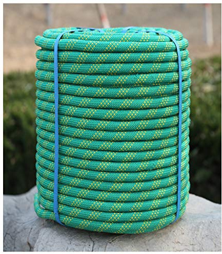 WOTZOV Kletterseil Sicherheitsseil 10 mm/12 mm/14 mm/16 mm Grün, Sicherheitsschutzseil für Outdoor-Abenteuer, Kletterseil, feuerfestes Nylonseil, Abseilseil, hochfestes lebensre,16mm 80m