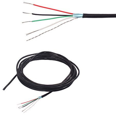 NIHENHAO Geschirmtes 4-adriges Anschlusskabel für Gitarren-Tonabnehmer 24 AWG für Lange Gitarren schwarzes Zinnkupfer