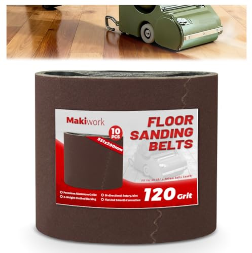 Makiwork Set di 10 nastri abrasivi 551 x 200 mm, grana 120, carta vetrata in ossido di alluminio per levigatrici per parquet (Bona, Lägler, Künzle & Tasin), qualità professionale per pavimenti in