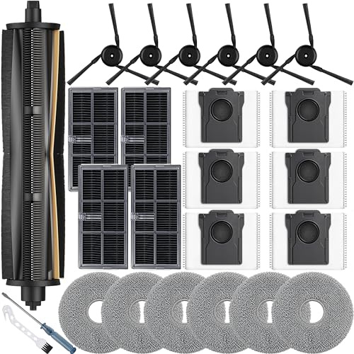 Bluearks Pack of 25 Accessories for Dreame L10s Ultra Gen 3/X40 Ultra Complete/L40 Ultra/Mova P50 Ultra Robot Vacuum Cleaner, 1 TriCut Brush, 4 Dust Container Filters, 6 Mop Pads, 6 Side Brushes, 6
