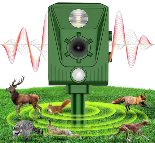 Ultraschall Katzenschreck, Solarbetrieben Wasserdicht Tierschreck Blinklicht und USB Ladung für Katzen Hunde Eichhörnchen Ratte Füchse Schlange Hirsch Wildtiere,Garten Ultraschall Fuchsabwehr