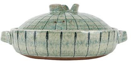 MEMEM Olla de Barro Japonesa Donabe, Cocina Tradicional China de cerámica, estofado Redondo con Tapa, Olla arrocera for guisos y Platos Calientes(1400ml)