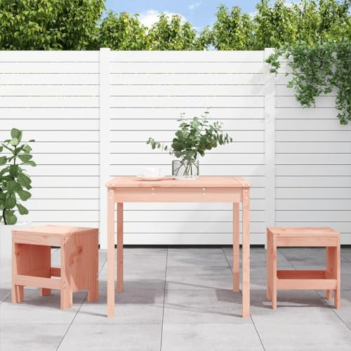 Mokuyary - Juego de bistró de jardín de 3 piezas, madera maciza Douglas Mesa y sillas, muebles de jardín para terraza, jardín, balcón -B