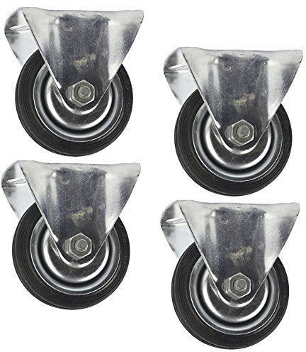 3 (75mm) Rubber Fixed Castor Wheels Trolley Furniture Caster (4 Pack) CST01