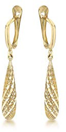 CARISSIMA Damen-Ohrhänger Diamond Cut Mesh Teardrop 375 Gelbgold 3.5 cm - 1.54.4229
