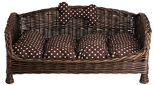 e-wicker24 Alles aus Weide Animal Basket Dog Basket Storage Made of Willow for Dogs Cats with Soft Cushion Deck Chair for Animals Cat Storage Dog Bed Cat Bed