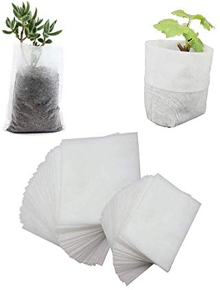 Mein HERZ 500 Bolsas de Plantas, Bolsas de Vivero, Degradable, 10 x 8 cm, Blancas, para Exterior, Tela No Tejida, Biodegradable, Transpirable
