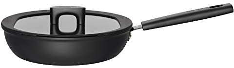 Fiskars Padella per saltare con coperchio, Ø 26 cm, Capacità: 2,8 L, Per tutti i piani cottura, Alluminio/Plastica, Protezione contro il surriscaldamento, Resiste ai graffi, Hard Face, Nero, 1052238