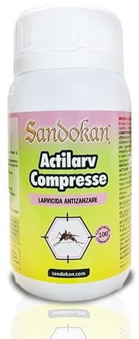 Sandokan, Larvicida Zanzare Pastiglie 100 Compresse Divisibili (200 trattamenti) Effervescenti, Inibitore Crescita contro Larve Zanzara Tigre, Trattamento Preventivo, Efficacia 4 Settimane. 7334