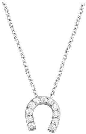 Sofia Milani - Damen Halskette 925 Silber - mit Zirkonia Steinen - Hufeisen Pferd Anhänger - 50318