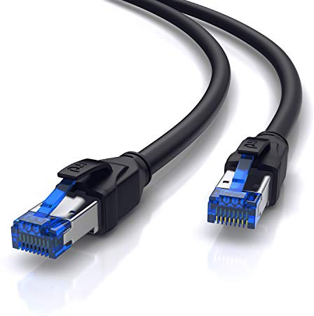 CSL - 15m CAT.8 Netzwerkkabel Outdoor 40 Gbits - LAN Kabel Patchkabel Datenkabel - CAT 8 High Speed Gigabit Ethernet Cable - 40000 Mbits - Abriebfest – ölbeständig – wasserfest – IP66