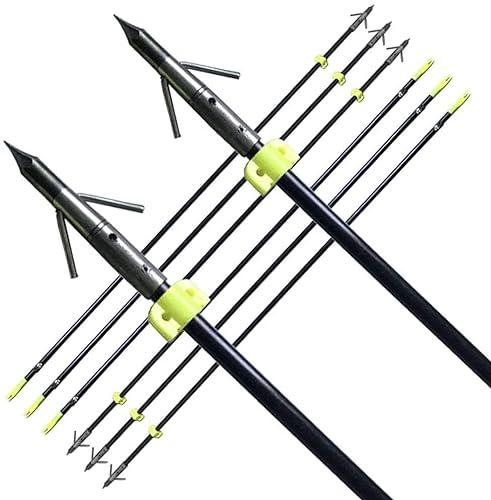 SHARROW 6/12Pcs 32 Zoll Bogenschießen aus Massivem Fiberglas, Pfeil zum Bogenangeln Angelnpfeile mit Jagdspitzen, sichere Rutschen für Compoundbogen Recurvebogen Bogenangeln Jagdbogen (6Pcs, Typ 4)