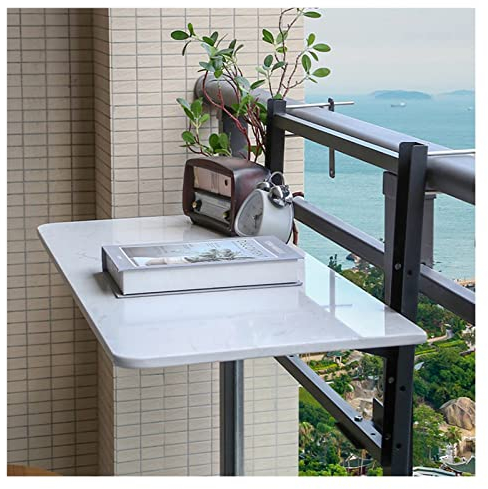 JSSSM Balkonhängetisch Klappbar Hängetisch Klapptisch Wandmontage 3 Höhenverstellbar Hängend 60x40cm Balkontisch für Terrasse, Garten, Balkon Color : Black Stand(White), Size : 100x35cm