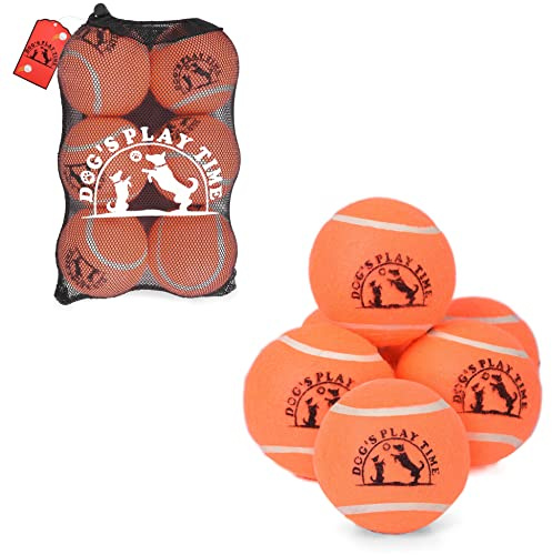 SPIN FIRST Hundbollar, hundtennisbollar, 12-pack 6-pack gul hundleksak, stark hund- och valptennisboll (paket med 6, orange)