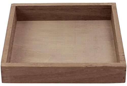 matches21 - Vassoio decorativo in legno, quadrato, in legno, marrone, 1 pezzo, 20 x 20 x 3 cm