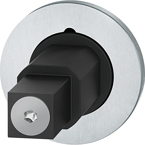 FSB 0 15 1720 08501 6204 Steckgriffrosette Mini, Türrosette rund, Adapter mit Rosette für Türdrücker, Türstärke 39-48mm Edelstahl schwarz matt, Silber