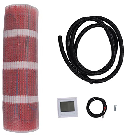 Kit Riscaldamento a Pavimento Elettrico, Tappetino Riscaldamento a Pavimento Radiante Elettrico 220V con Termostato di Grandi Dimensioni per la Casa (5㎡ 750 W)