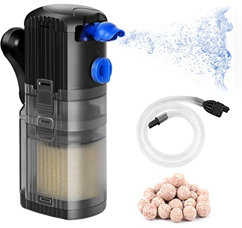 Forever Speed 3 in 1 Filtro Acquario Interno Flusso Regolabile Filtro per Acquario 500 L/H, Pompa Acquario per acquari da 40 a 120 L 8 W