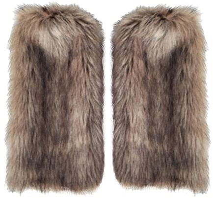 Amagogo 2x Modische Beinlinge Stiefelüberzüge Manschettenabdeckung Shaggy Stiefelsocken Fuzzy Furry Anime Lolita Strümpfe für Kostüm Lady Party
