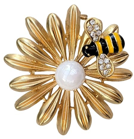 GFM® Broche fleur d'abeille – Cadeau de Noël, fête des mères, anniversaire, Saint-Valentin, Small, Métal