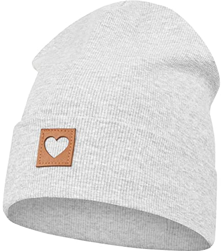 Smarilla Mütze Beanie Mädchen Damen Kinder Übergangsmütze gerippt, Größe: 54-56, Farbe: Hellgrau