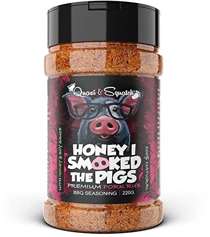Quasi & Squatch Pork Rub – Honey I Smoked The Pigs, Sweet & Smokey Soy BBQ Seasoning for Pork Ribs & Pulled Pork, 220 g