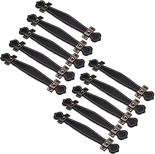 Türgriff, Schrankknöpfe, 10 Stück, Retro-PU-Leder, Schubladengriffe/Knöpfe/Griffe/für Kleiderschrank, Aktenkoffer, Koffer, Weinschrank, Holzkiste, Geschenkbox, Schuhkarton, Möbelbeschläge (Farbe: Brau