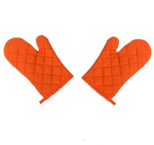 2 Stück Ofenhandschuhe, hitzebeständige Küchen-Backhandschuhe mit Aufhängeschlaufe, rutschfeste Kochhandschuhe zum Grillen, Mikrowelle, Pizza – Orange
