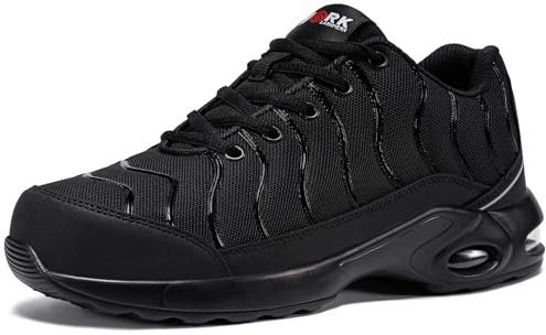 LARNMERN Steel Toe Steel Toe Cap Trainers Mens Safety Safety Trainers Work Trainers Lightweight Safety Safety Shoes Work Shoe Comfortable Protective Footwear Size 9UK/43EU,Black