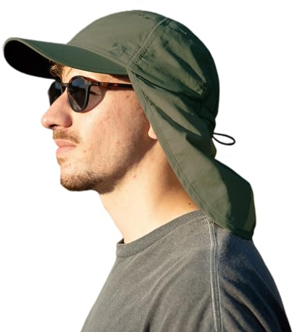 TOP-EX XL/XXL wasserdichte Baseball Cap Herren mit Nackenklappe UV-Schutz Sonnenhüte Damen, Faltbar Sommerhüte Safari Wandern Outdoor-Hut Atmungsaktiv Verstellbar Amy grün XL XXL