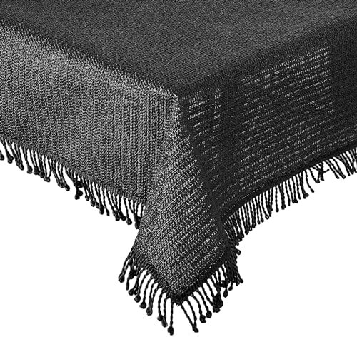 Tischdecke Gartentischdecke Weichschaum Outdoor PVC rechteckig Terrasse Balkon rutschfest wetterfest (Schwarz, 130 x 160 cm)