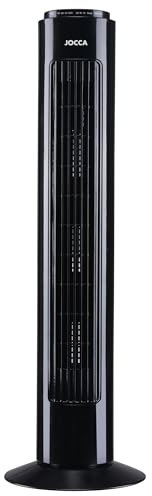 Jocca - Ventilateur Colonne Silencieux 73 cm, 3 Vitesses, Télécommande, Oscillation 75°, Minuteur 7,5h, Arrêt Automatique, Puissance 50W, Design Compact, Noir